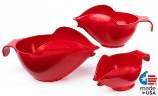 POURfect Mixing Bowls 1005 3pc Prep Set, 1-2-4 Cup, Empire Red