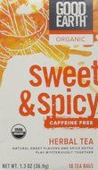 Good Earth Teas Organic Sweet and Spicy Caffeine Free Herbal 18 Tea Bags, 4 Count
