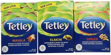Tetley Tea Variety Bundle - 3 VARIETY PACK (Tetley Tea Elaichi, Tetley Tea Ginger and Tetley Tea Masala)72 TEA...