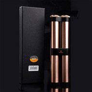 Cigar Metal Aluminum Case 2 Tubes Holder Hydrating With Humidifier (Black) N8