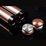 Cigar Metal Aluminum Case 2 Tubes Holder Hydrating With Humidifier (Black) N11