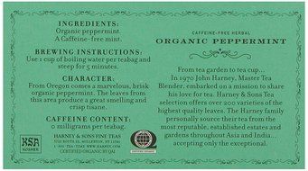 Harney &amp; Sons Organic Peppermint Tea 80g / 2.85 oz (50 Tea Bags) N2