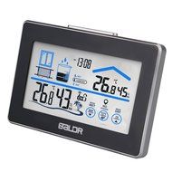 BALDR LCD Touch Screen Weather Station, Displays Temperature and Humidity, Outdoor Sensor Included