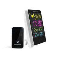 Weather Station Alarm Clock, WEKSI LCD Screen Digital Weather Forecast Station Wireless Sensors Desk Clock with...