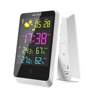 Weather Station Alarm Clock, WEKSI LCD Screen Digital Weather Forecast Station Wireless Sensors Desk Clock with... N2