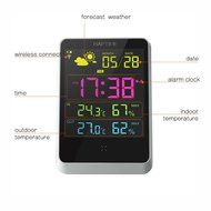 Weather Station Alarm Clock, WEKSI LCD Screen Digital Weather Forecast Station Wireless Sensors Desk Clock with... N6