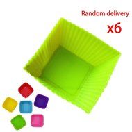 MuLuo 6Pcs Cake Muffin Chocolate Cupcake Liner Baking Cup Mold Mould Square Random N2