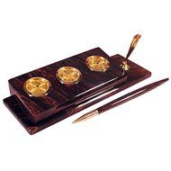 MADE TO ORDER Desk clock, thermometer, hygrometer and pen holder made of natural obsidian | office desk gadget...