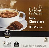 Cafe Escapes Milk Chocolate Hot Cocoa Keurig K-Cups, 16 Count N5
