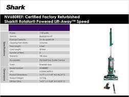 Shark Rotator Powered Lift-Away Speed Vacuum, Certified Refurbished | NV680 N7