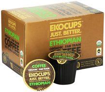 EKOCUPS Organic Artisan Coffee, Ethiopian, Medium roast for Keurig K-cup single serve Brewers, Each 0.45 Oz,... N2