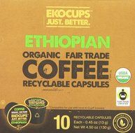 EKOCUPS Organic Artisan Coffee, Ethiopian, Medium roast for Keurig K-cup single serve Brewers, Each 0.45 Oz,... N3