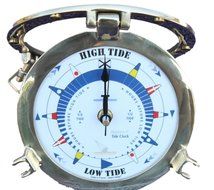Traditional authentic porthole Tide Clock with hinged bezel, solid brass N2