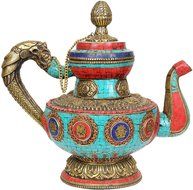 Buddhist Monastery Kettle - Brass and Copper with Inlay N2