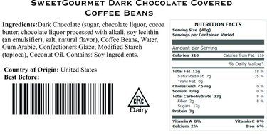 SweetGourmet Dark Chocolate Espresso Coffee Beans, 16 Oz N3