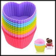 HSE 6pcs/set Mix Color Silicone Cake Mold heart Shape