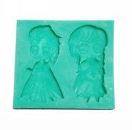 Wocuz W0570 Frozen Sparkle Anna and Elsa Silicone Candy Making Mold Fondant Mold Chocolate Mould Cake Decorating...