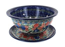 Polish Pottery Blush Bouquet Berry Bowl &amp; Plate