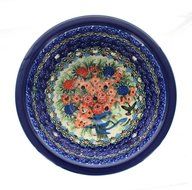 Polish Pottery Blush Bouquet Berry Bowl &amp; Plate N2