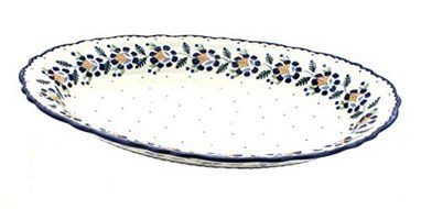 Polish Pottery Sunflower Large Scallop Serving Platter