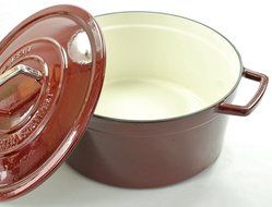 Collector's Enameled Cast Iron Red 8Qt round Casserole N2