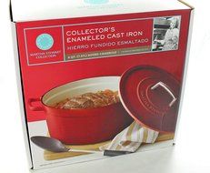 Collector's Enameled Cast Iron Red 8Qt round Casserole N3
