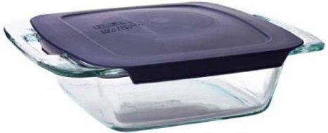 Pyrex Easy Grab 8-inch Square with Blue Plastic Cover