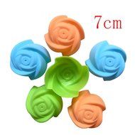 10X Silicone Rose Muffin Cookie Cup Cake Baking Mold Chocolate Maker Mould,7x7CM N3