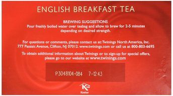 Twinings Tea English Breakfast Tea, 50 ct N6