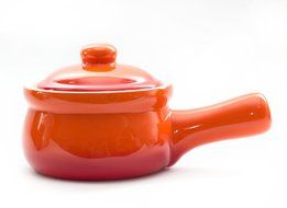 Mini Ceramic Casserole with Handle (Orange)