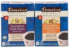 Teeccino Organic Dandelion Dark Roast Chicory Herbal Tea Bags, Gluten Free, Caffeine Free, Acid Free, 25 Count... N2