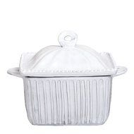 Vietri Incanto White Stripe Square Oven Casserole 7 in