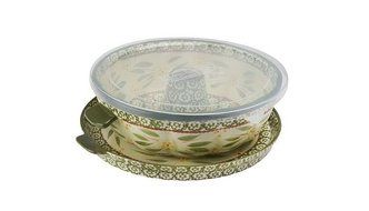 Temp-tations Old World Fluted Tube Pan With Serving Tray- Green