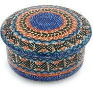 Polmedia Polish Pottery 5-inch Stoneware Jar with Lid H8699G Hand Painted from Ceramika Artystyczna in Boleslawiec...