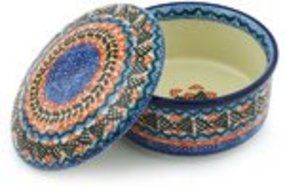 Polmedia Polish Pottery 5-inch Stoneware Jar with Lid H8699G Hand Painted from Ceramika Artystyczna in Boleslawiec... N2