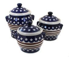 Polish Pottery Stars &amp; Stripes Canister Set