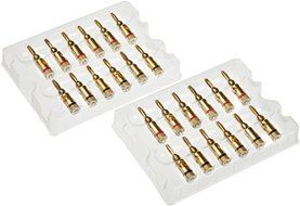 AmazonBasics 24k Gold Connector Banana Plugs - 24-Pack (12 Red, 12 Black)