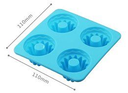 4 Cavity Flowers Silicone Non Stick Cake Bread Mold Chocolate Jelly Candy Baking Mould Blue