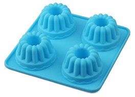 4 Cavity Flowers Silicone Non Stick Cake Bread Mold Chocolate Jelly Candy Baking Mould Blue N2