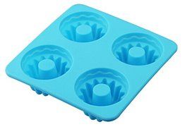 4 Cavity Flowers Silicone Non Stick Cake Bread Mold Chocolate Jelly Candy Baking Mould Blue N3
