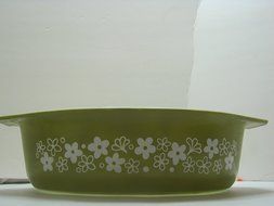 Vintage Pyrex RARE 1978 Spring Blossom Green 2.5 Qt. Cindarella Oval Casserole Dish N2