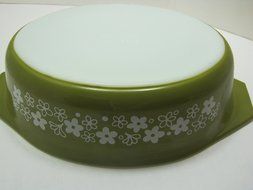 Vintage Pyrex RARE 1978 Spring Blossom Green 2.5 Qt. Cindarella Oval Casserole Dish N4