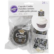 Wilton 415-2974 24 Count Graduation Baking Cups and Picks, Assorted