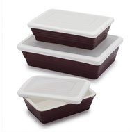 Sur La Table Stoneware Bakers with Lids M91/M92/M93 WIN , Set of 3, Wine