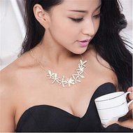 Elegant Women Gold Silver Plated Snow Bib Flower Pendant Statement Necklace N3