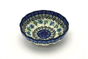 Polish Pottery Bowl - Shallow Scalloped - Small - Morning Glory
