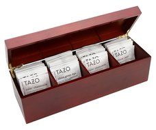 Burled Rosewood Tazo Tea Box - Teabag Storage, Tea Chest, 44 Tazo Teabags Included