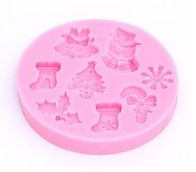 YIJIA Christmas Tree Snowflakes Shape DIY Cake Decorating Fondant Silicone Sugar Craft Molds