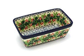 Polish Pottery Baker - Mini Loaf Pan - Holly Berry