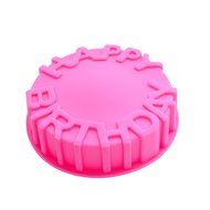 X-Haibei 7inch Happy Birthday Cake Mold Pan Chocolate Pizza Baking Tray Silicone Mould N2